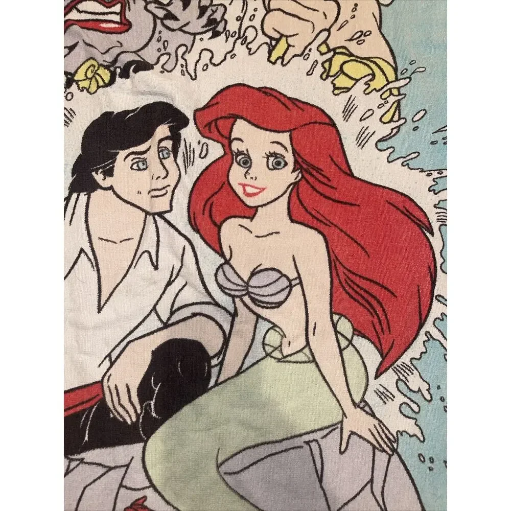 Little Mermaid Vintage 1990's Franco Disney Beach Towel 30x58 RARE Ariel Triton
